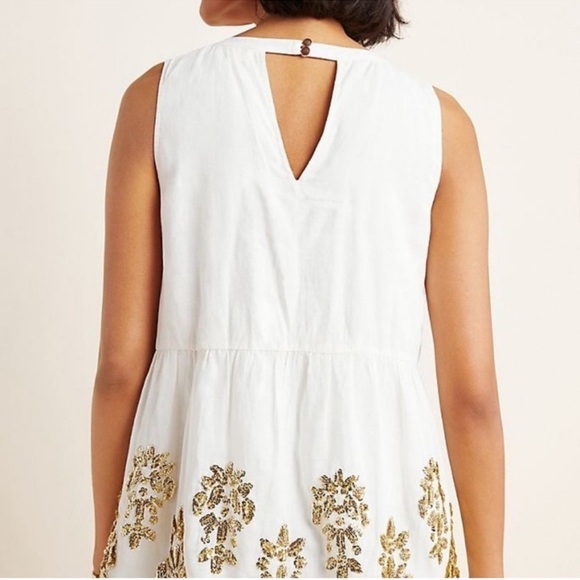 Anthro sequin floral babydoll top by Maeve, NEW NWOT fleur de lis Size Small - Picture 3 of 3